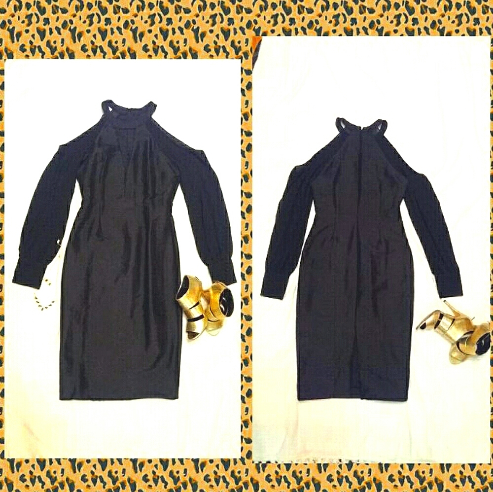 COLD SHOULDER  BLACK DRESS